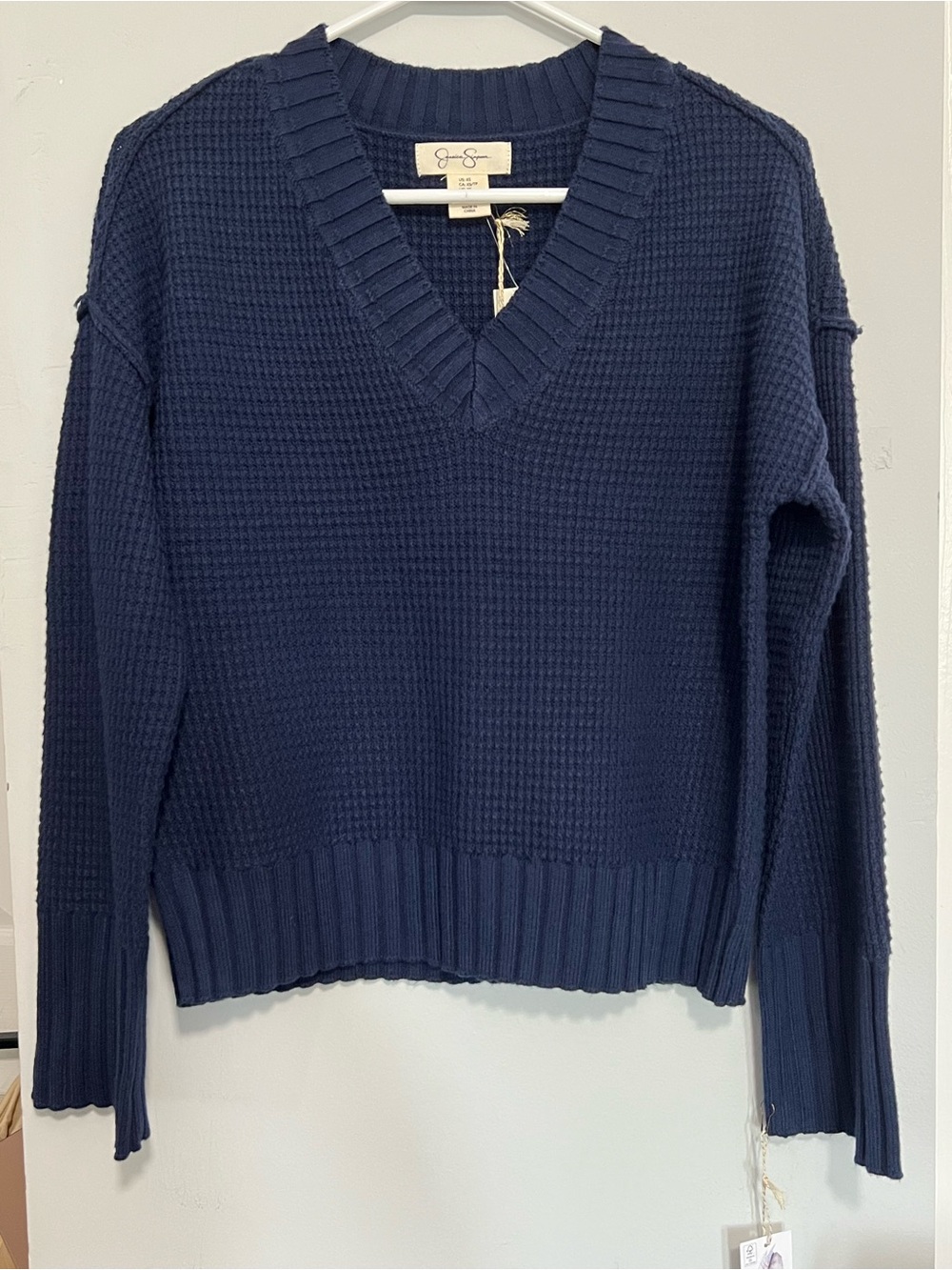 Jessica Simpson V-Neck Waffle Knit Sweater